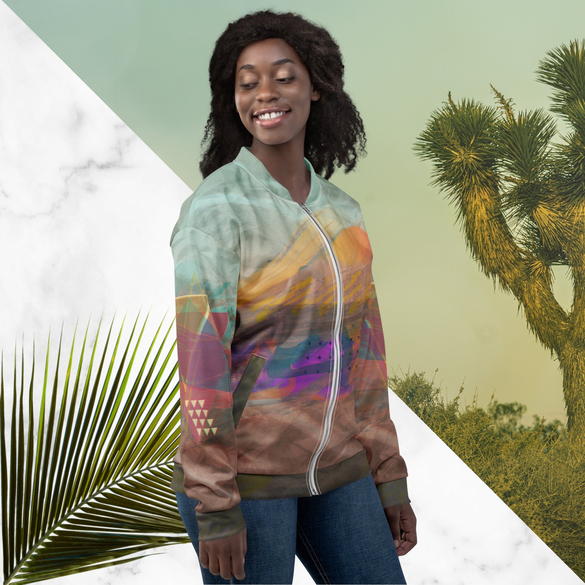 The Painted Desert Bomber Jacket | Memphis Vaporwave Sunset Jacket