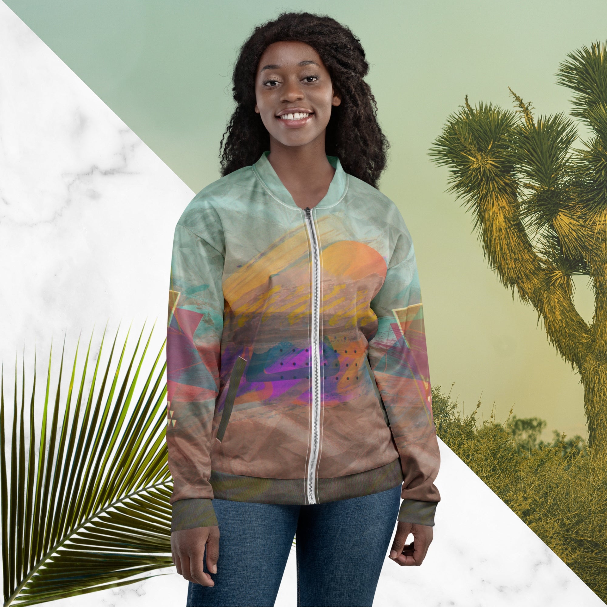 The Painted Desert Bomber Jacket | Memphis Vaporwave Sunset Jacket