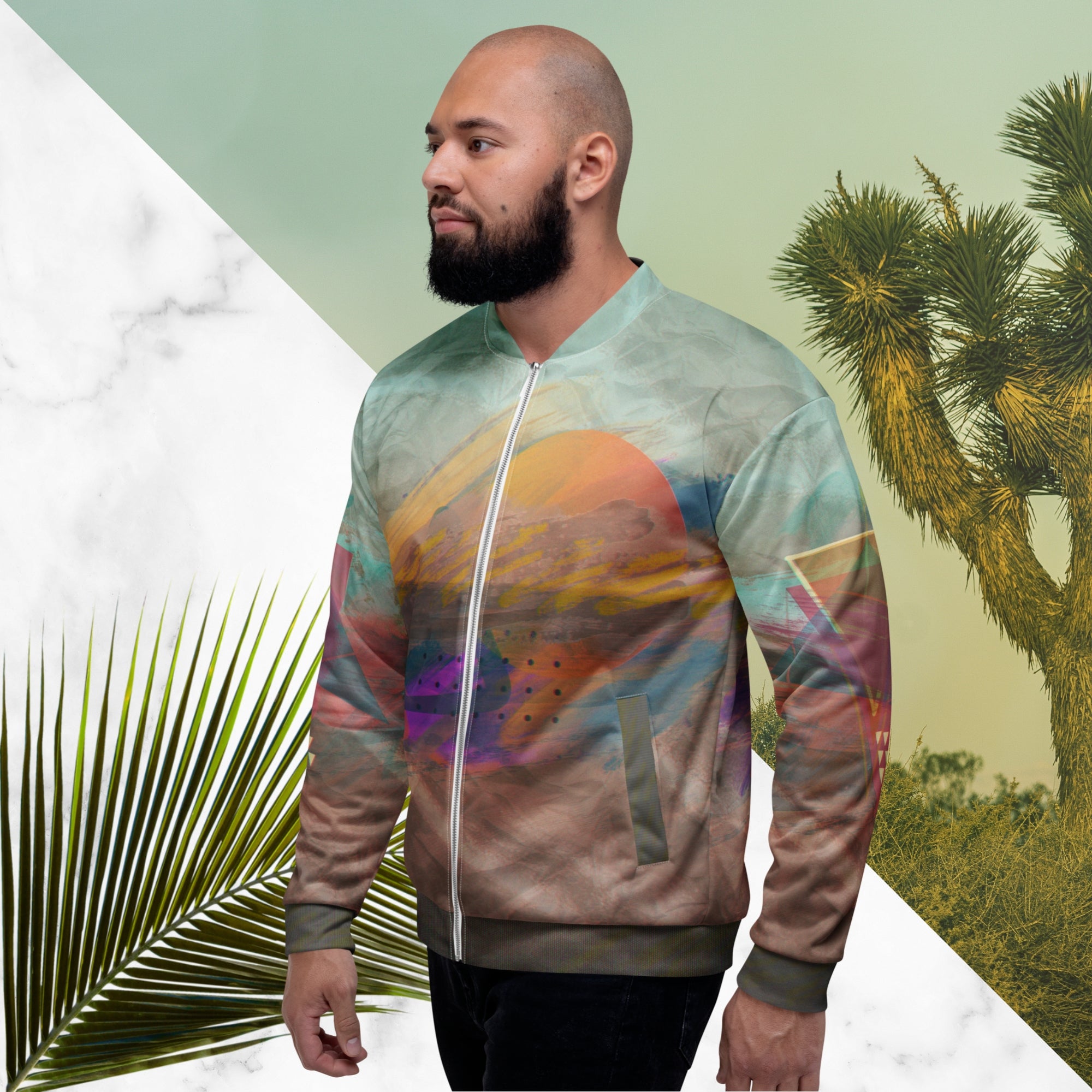 The Painted Desert Bomber Jacket | Memphis Vaporwave Sunset Jacket