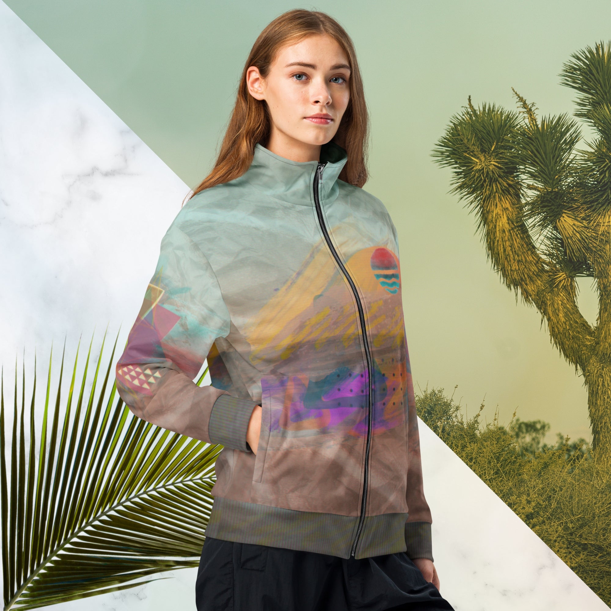 Painted Desert Track Jacket | Memphis Vaporwave Sunset Jacket